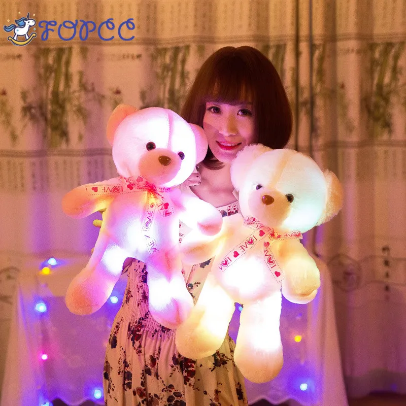 

35cm 50cm 70cm Creative Light Up LED Music Teddy Bear Stuffed Animals Plush Toy Colorful Glowing Teddy Bear Christmas Gift
