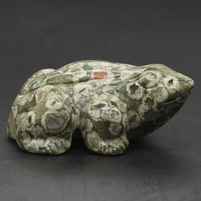 

2.6" Frog Statue Natural Green Rainforest Jasper Crystal Carved Figurine Crafts Decor