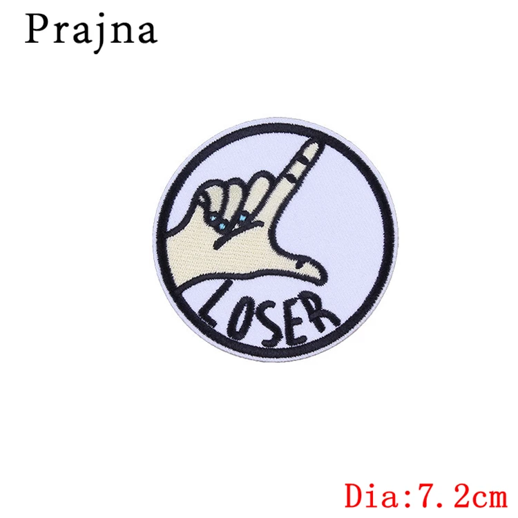 Черный никель Prajna хиппи Аппликация в стиле панк вышивка значок 3D DIY железные нашивки для одежды аксессуары череп рок черный патч украшения F - Цвет: Черный никель