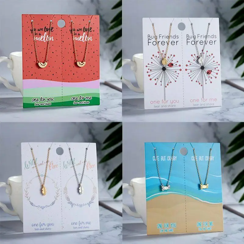 

Rinhoo Paper Card Necklace Zinc Alloy Lovers' Necklace Packing Cards Paper Marking Tags Fashion Jewelry