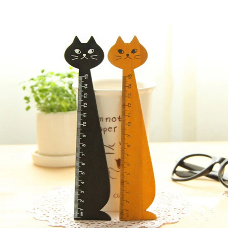 1 шт. Новый Кот прямая Линейка деревянный Kawaii Канцелярские инструменты