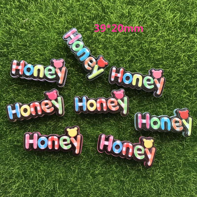 

Free Shipping! Mixed Color letter honey Resin Flatback Cabochon for Hair Bow Center, DIY (39*20mm)