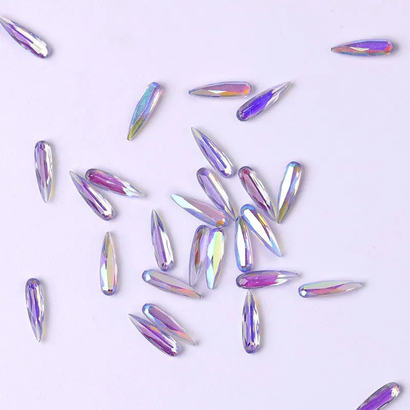 

10 pieces AB nail crystal Rhinestone gems long water drop charms 3D stones Rhinestone Nail Art decorations manicure accessories