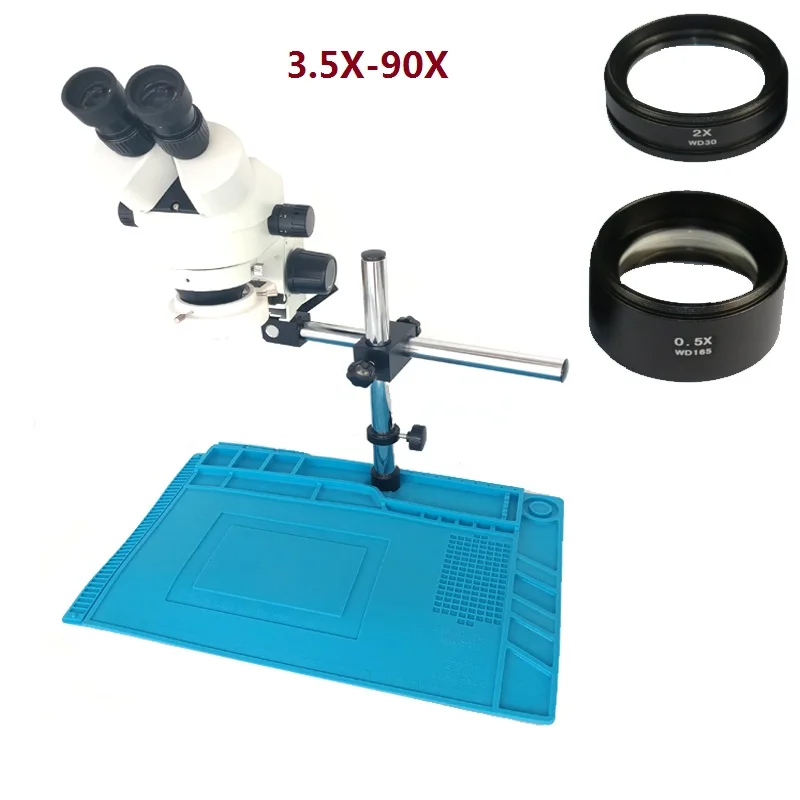 

3.5X-45X Or 7-45X Binocular Stereo Microscope Eyepiece+56 LED Light+Universal stand+Big Floor Insulation Working Mat