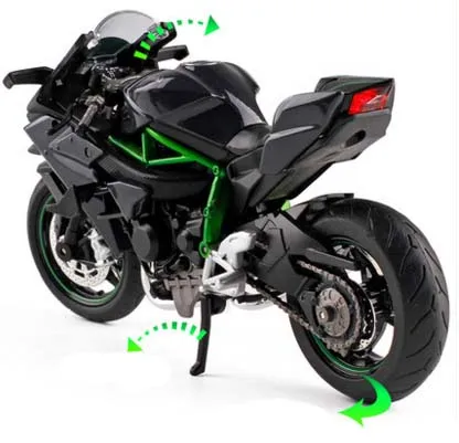 1/12 масштаб Kawasaki Ninja H2R литье под давлением спортивный велосипед гоночный мотоцикл supercharged модель миниатюры велосипед игрушка для детей