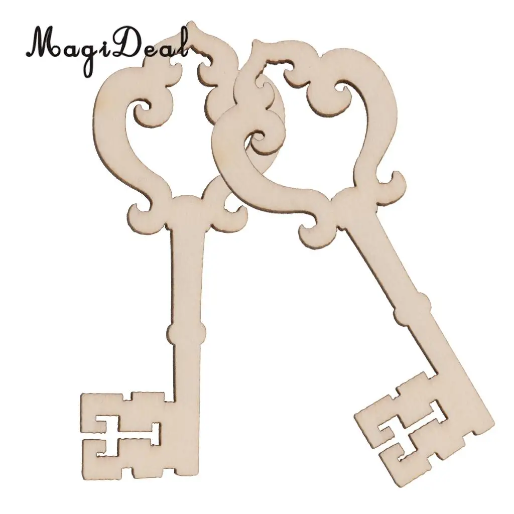 MagiDeal 10pcs/Lot Wooden Victorian Keys Embellishment Keys Cards Scrapbooks Crafts Wedding Christmas Trees Decorations