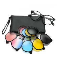 Поляризованная Магнитная оправа для очков с 5 шт., солнцезащитные очки на застежке для женщин и мужчин, Набор очков для близорукости, оптические очки