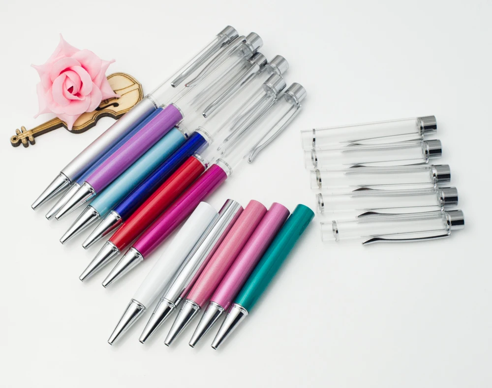 Серебряная ручка-держатель DIY сделанная Хрустальная цветная шариковая ручка креативная металлическая пустая ручка подарок на день рождения цвет опционально