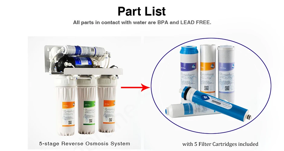 MS 5 Stage RO Water Filter System For Household Reverse Osmosis Water Purifier Drinking System 50 GPD (13)