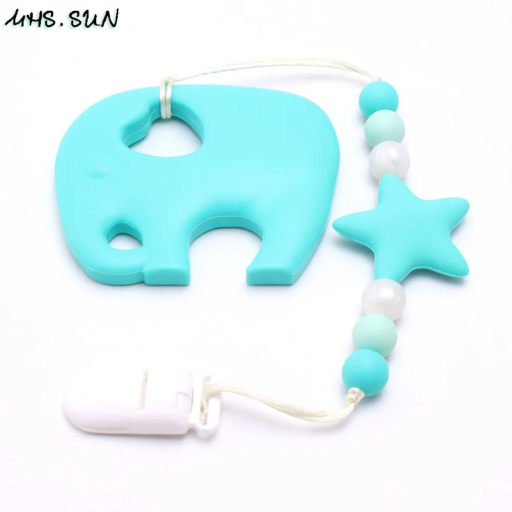 

MHS.SUN Baby Silicone Pacifier Chain Clips Chewable Teething Elephant Teether Holder Nursing Chain Necklace Dummy Clips BPA Free