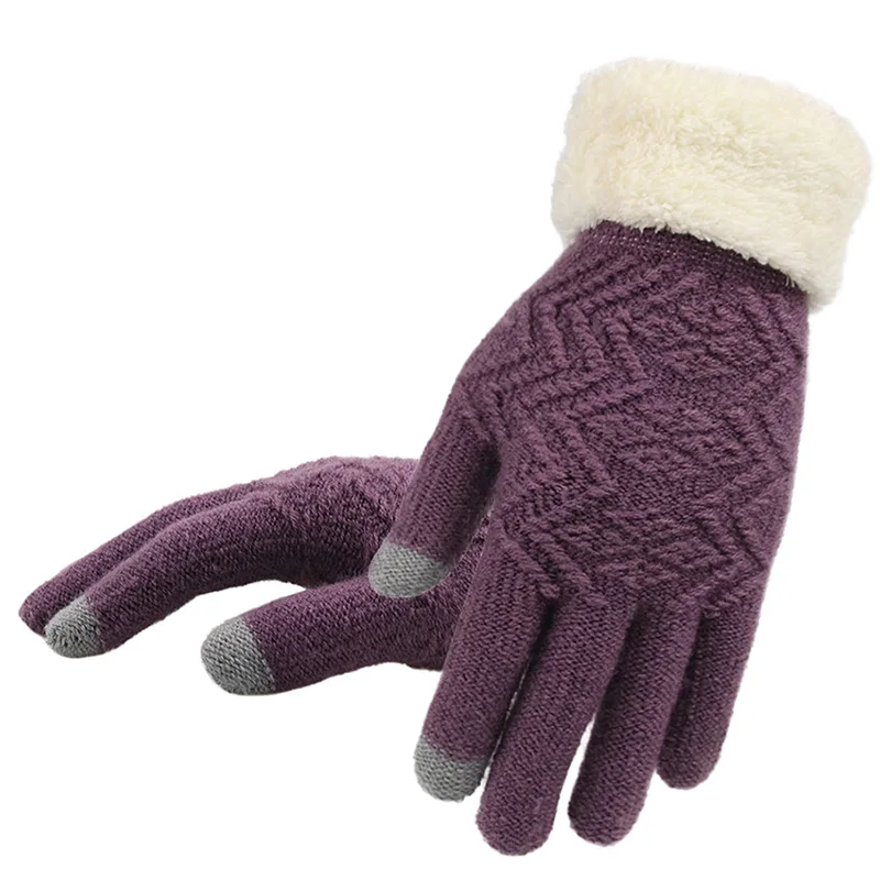 

Winter Women Knitted Gloves Touch Screen Keep Warm Gloves Female Full Finger Soft Stretch Knit Mittens Guantes