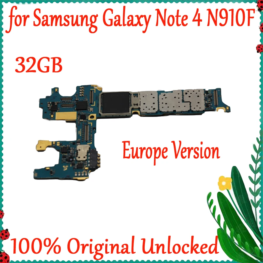

Original Unlocked for Galaxy Note 4 N910F Motherboard 100% Tested,for Samsung Galaxy Note 4 N910F Logic board 32GB