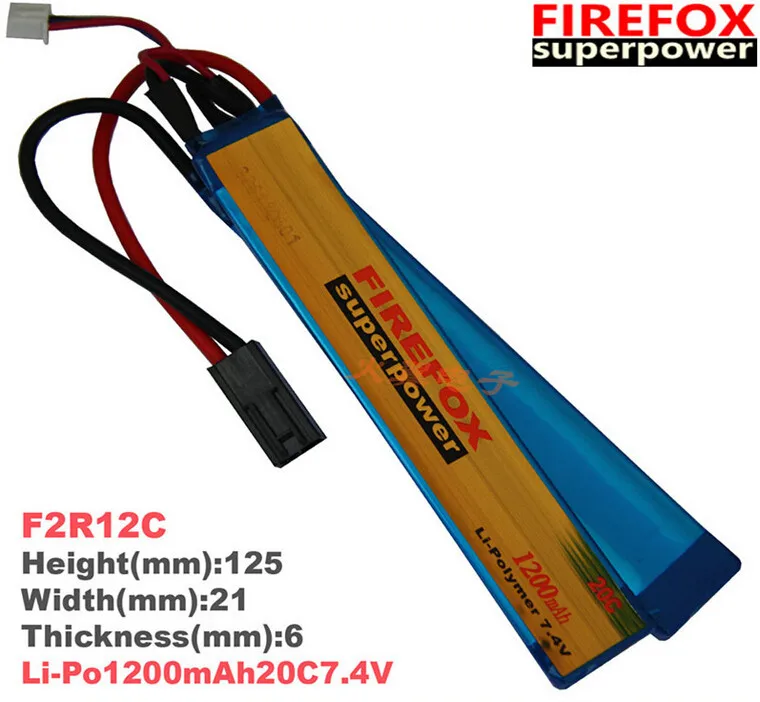 

1pcs 100% Orginal Firefox 7.4V 1200mAh 2 cell LiPo Li-Polymer Stick rc Battery 20C 125MMX21MM F2R12C Drop shipping