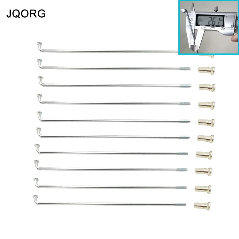 

JQORG Electric Bicycle Spokes 12G Galvanization Surface Sliver Color E-bike Spokes Diameter 2.6mm J-bend Electric Bike Spokes