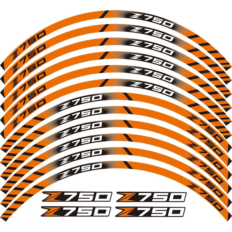 Хорошо продается мотоцикл 12 X толстый край внешний обод стикер полоса Светоотражающие колеса наклейки подходят для всех kawasaki Z750 z 750 - Цвет: Orange