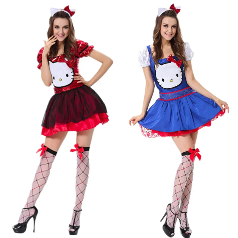 2017 fashion adult red blue fancy dress sexy women cosplay maid costume halloween hello kitty costume - Halloween Hello Kitty Costume 2017 fashion adult red blue fancy dress sexy women cosplay maid costume halloween hello kitty costume - Halloween Hello Kitty Costume