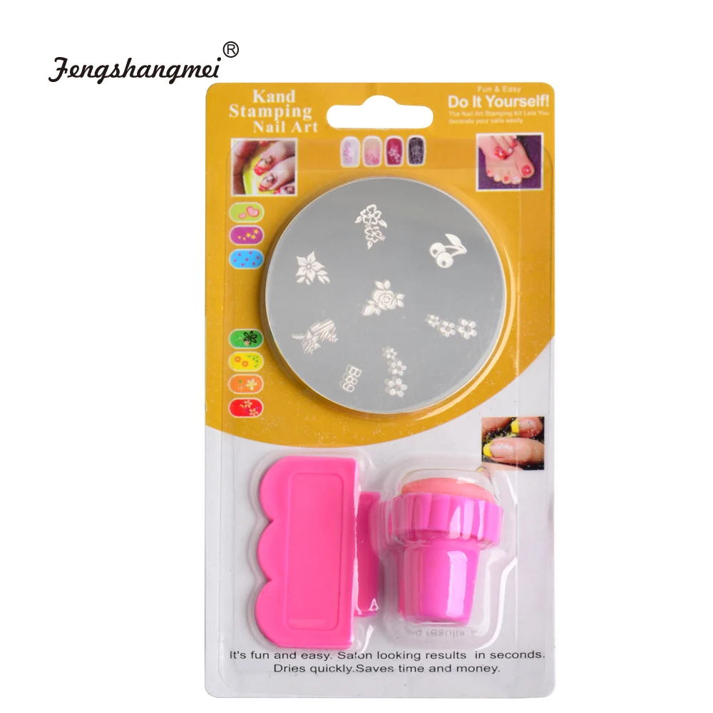 Fengshangmei мягкий силиконовый гелевый штамп шаблон скребок маникюрный набор пластинки для ногтей