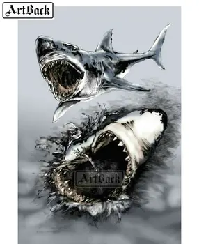 

5D Diamond Painting Shark Kit Full Square / Round Drill 3d Diamond Embroidery Rhinestone Mosaic Artwork Gift ARD104