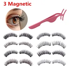 Магнитная 3 магнит Flase ресницы 1 пара носить без клея 3D богатый стиль толстые Макияж ресниц с коробкой подарок
