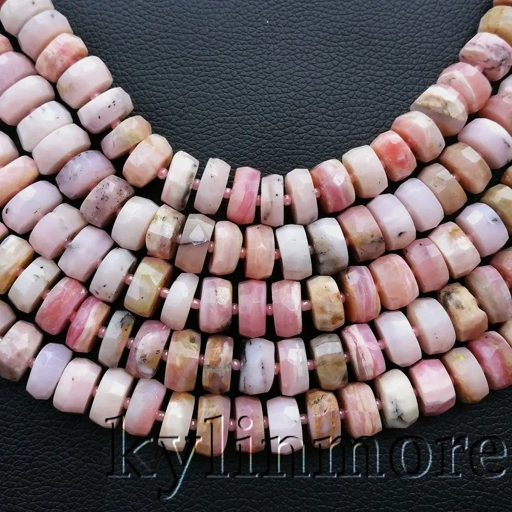 

8SE11143 7x15mm Natural Opal Hand Cut Rondelle Faceted Loose Beads 15.5" Strand
