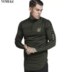 YEMEKE новый бренд Мужская мода с длинным рукавом футболка весна тонкие рубашки мужские топы Досуг Бодибилдинг личность футболки одежда