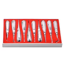 10pcs Dental Elevator Teeth Extraction Tooth Extracting Forceps Dentist Surgical Tool Stainless Steel Curved Root Elevator