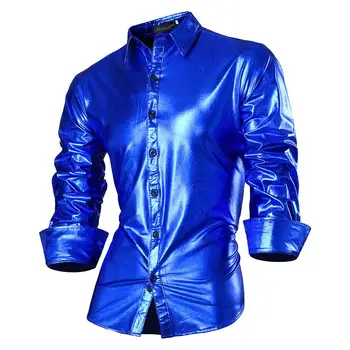 

Jeansian Men's Fashion Dress Casual Shirts Button Down Long Sleeve Slim Fit Designer Z036 Blue2