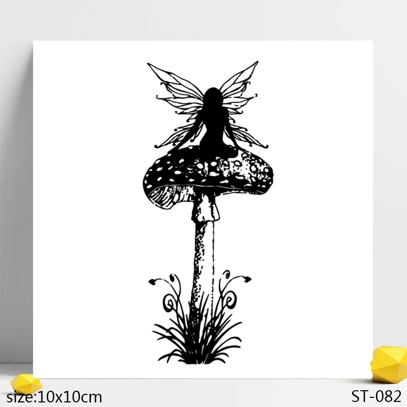 

AZSG Fungi Mushroom Fairy Angel Clear Stamps/Seals For DIY Scrapbooking/Card Making/Album Decorative Silicone Stamp Crafts