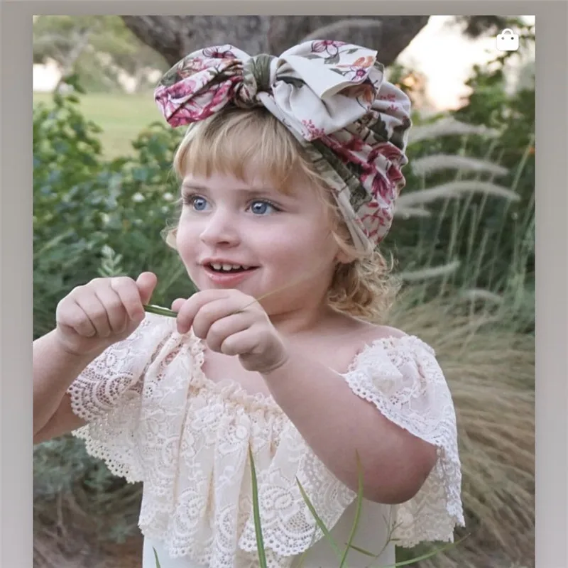 

Retail Baby Hat boho style Newborn Elastic Cotton Baby turban Beanie bow Hat Caps Childs Girl Boy Turban