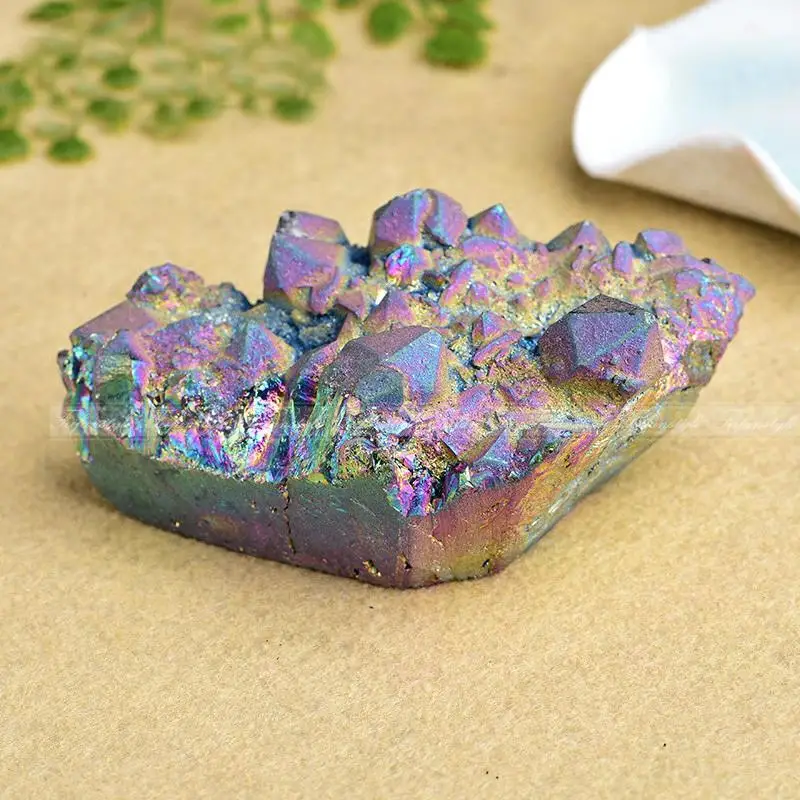 

1PC Color Aura Quartz Crystal Titanium Bismuth Silicon Cluster Rainbows C378 Feifanstyle natural stones and minerals