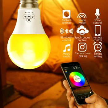 

Timethinker WiFi Smart Bulb Light Dimmable Multicolor RGBW LED Lamp Compatible with Alexa Google Assistant Wake-Up Lights