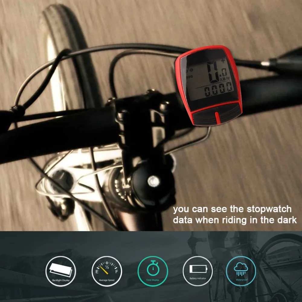 Multifunctional XC Shell Wired Cycling Bike Bicycle Computer Odometer Pedometer Backlight Design Bicycle Accessories Red
