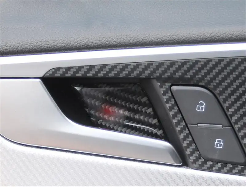 Автомобильный Стайлинг для Audi A4 B9- углеродное волокно дверные ручки крышки ручки для автомобильных дверей Авто украшения Наклейки интерьерные аксессуары