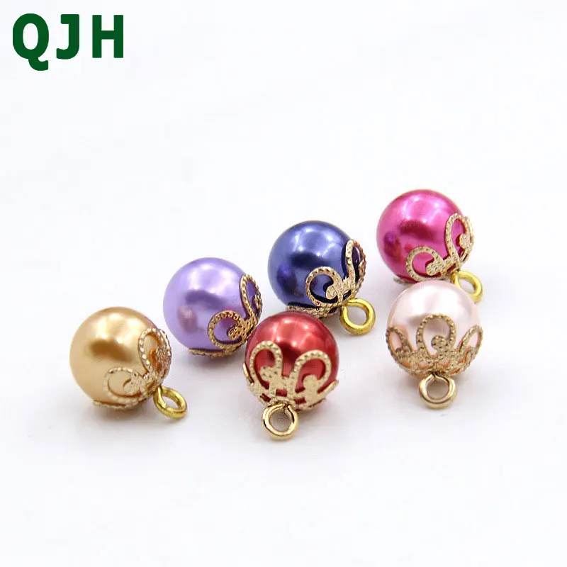 

10pcs/Bag Candy color Golden High Crown Bottom Pearl Shirt Buttons Metal Pearl Buttons Cheongsam, Hats, Shoes, Sweaters Garment
