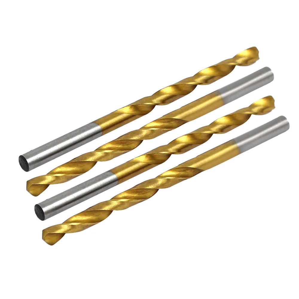 

UXCELL 4Pcs 3.3-4mm HSS, Titanium Plated Straight Shank Twist Drill Bit Spiral Groove,Drilling Tool , DIY Electric Tools