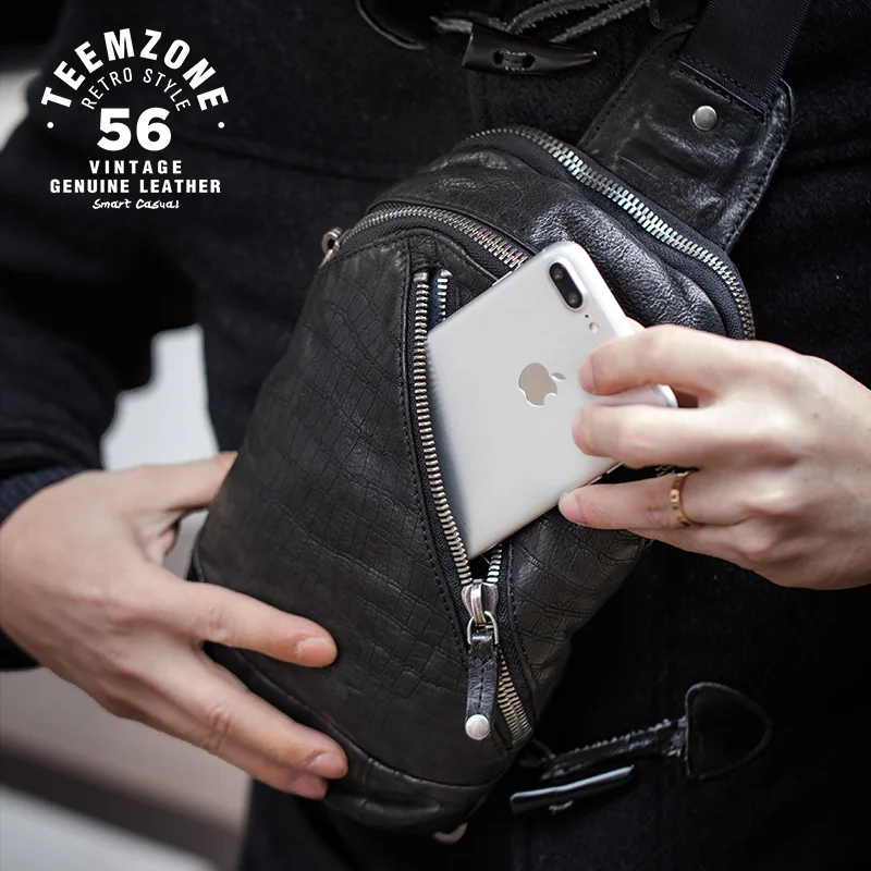 Натуральная кожа + текстиль Crossbody сумки для Для мужчин сумка мессенджер Грудь