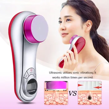 

Electric Facial Cleaner Ultrasonic LCD Skin Firming Massager Cleansing Care Removing Wrinkles Acne Spot Anti age 3 in 1