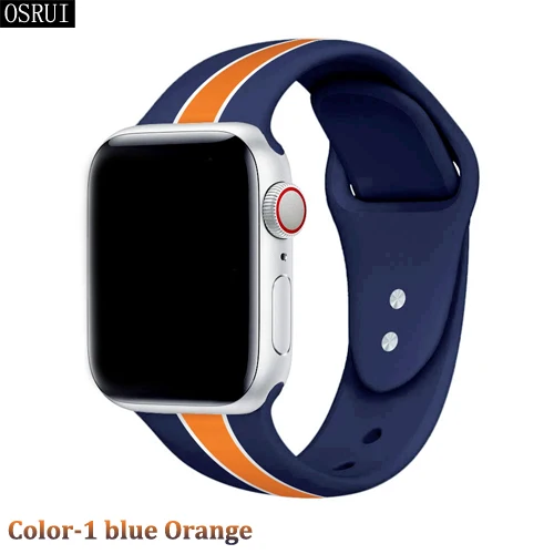 42 мм 38 мм ремешок для apple watch band correa 44 мм 40 мм спортивный силиконовый iwatch 4 3 2 браслет pulseira apple watch аксессуары - Цвет ремешка: 1 blue Orange