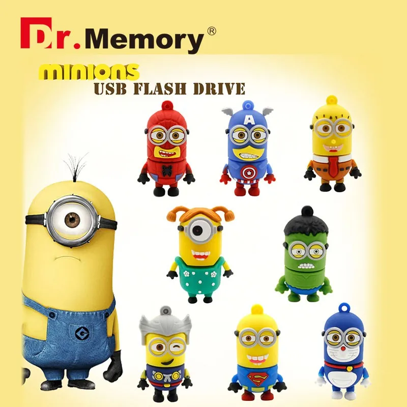 

Pen Drive Minions USB Flash Drive Super Man Flash Drive Dr.memory 4gb 8gb 16gb 32gb Flash Memory Stick spider super man u disco