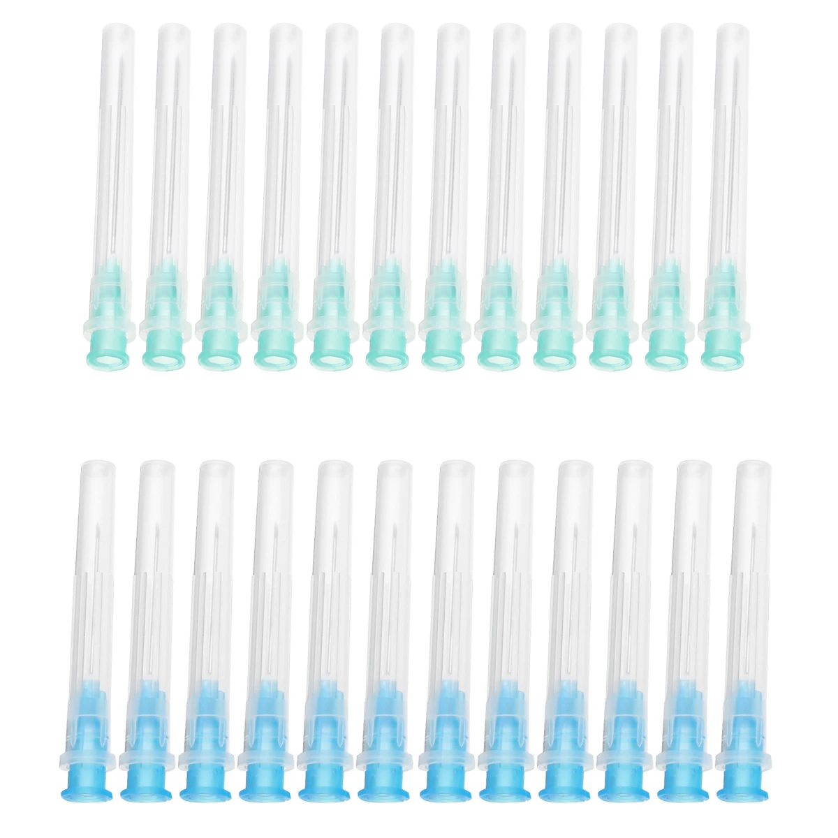 

12cs Syringe Needles Blue 23G Injection Syringe Needles & 12pcs Green 21G Plastic Pointed Tips Needles Injection Kit
