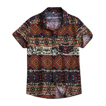 

Hemden Herren 2019 Summer Shirt Men Loose Short Sleeve Beach Hawaiian Button Baggy Casual Male Shirts Tops Blouse Chemise Homme