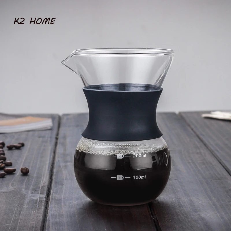 K2 HOME Pour над Кофеварка многоразовая нержавеющая сталь сетчатый стеклянный фильтр кофейник с воронкой многоразовая нержавеющая сталь фильтр