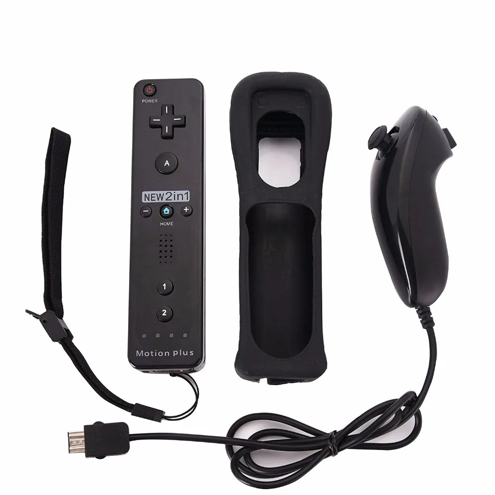 2 in 1 Wireless Remote Controller+Nunchuk Control for Nintendo Wii Motion Plus game console with