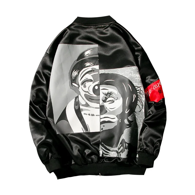 

Drop Shipping 2018 New Fashion Jacket Poker Face Hip Hop Man Cool Outwear Popular Streetwear MA1 Baseball