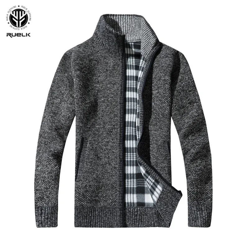 RUELK 2019 Men's Sweaters Autumn Winter Warm Cashmere Wool Zipper Pullover Sweaters Man Casual Knitwear Plus Size M-XXXL