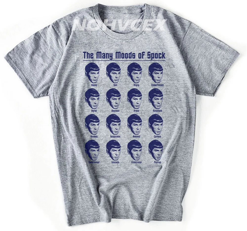 

star trek the many moods of spock DIY men's short sleeve T-shirt cotton Round collar 002 film and television