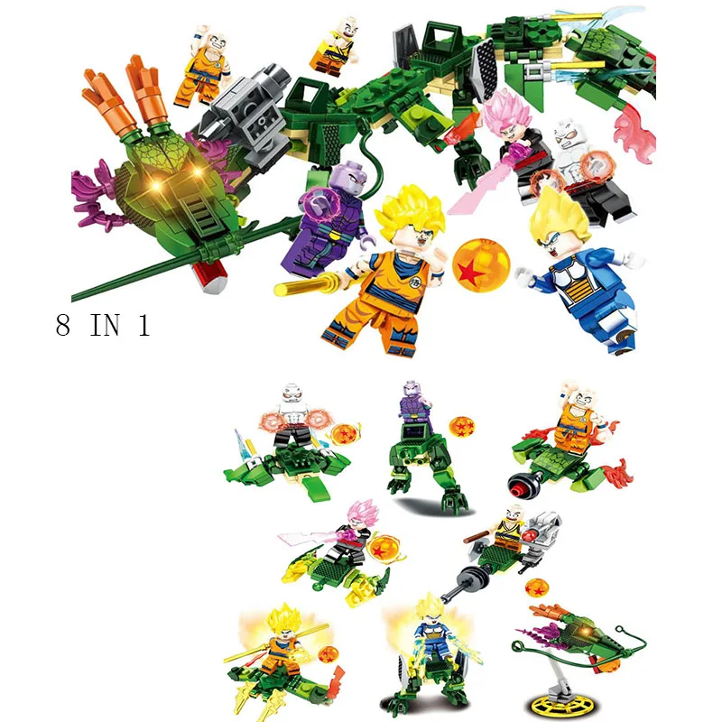 

8 In 1 Dragon Ball Z Super Figure Shenron Budokai Tenkaichi Goku Vegeta Buu Block Diy Legoing Building Toy For Children