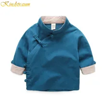 Kindstraum/Весенняя рубашка для мальчиков и девочек традиционное китайское платье стильная одежда для детей, хлопковая однотонная Униформа кунг-фу MC011