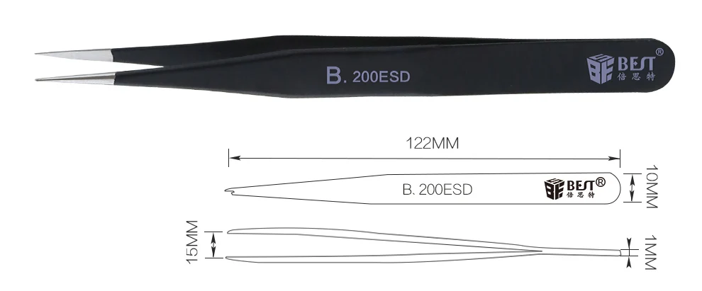 BEST-200ESD-205ESD Профессиональный высокоточный пинцет с покрытием Антистатический пинцет из нержавеющей Стали немагнитный