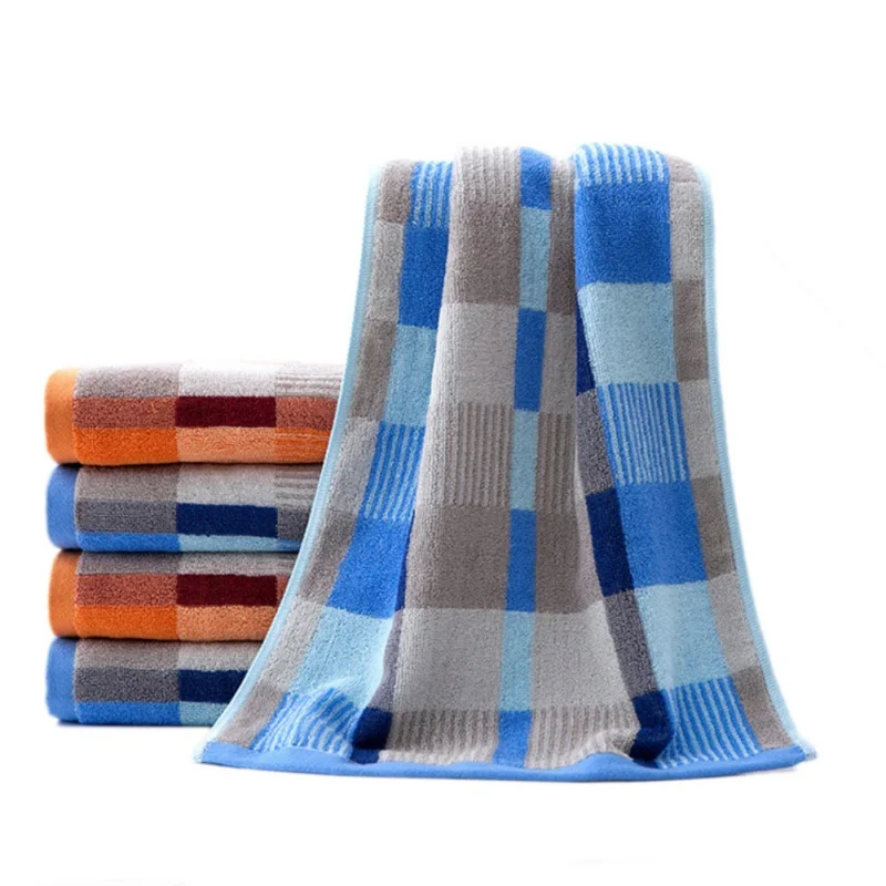 Хлопковое клетчатое полотенце синий и оранжевый хлопковое квадратное Подарочное полотенце - Цвет: as show